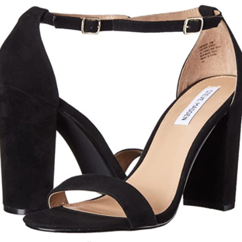 Steve Madden Suede Black Heeled Sandal size 7.5